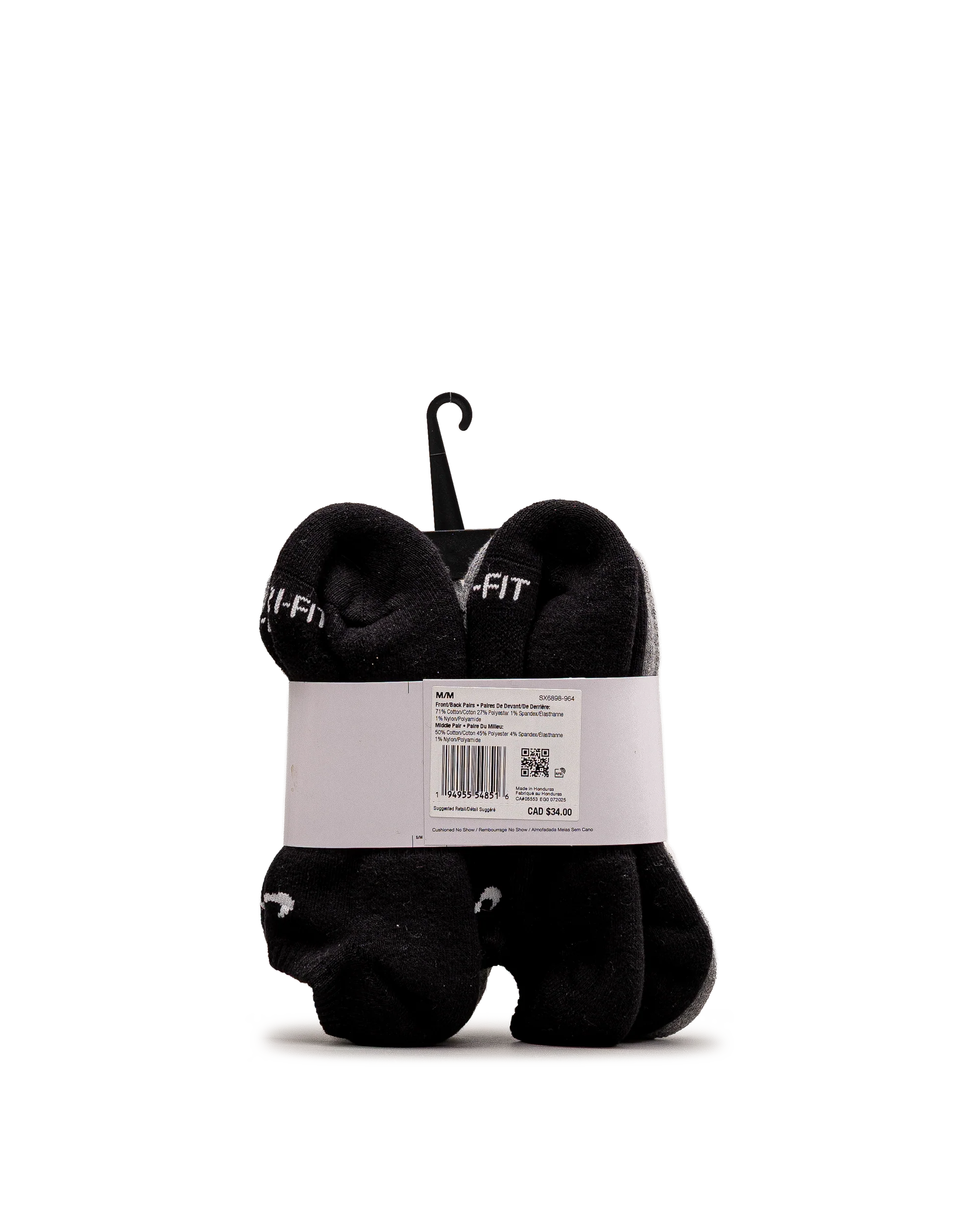 Training no show sock 6pk - Noir multi - #98B-06 - Image 3